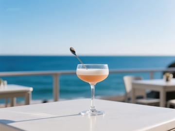 海边露台上的鸡尾酒