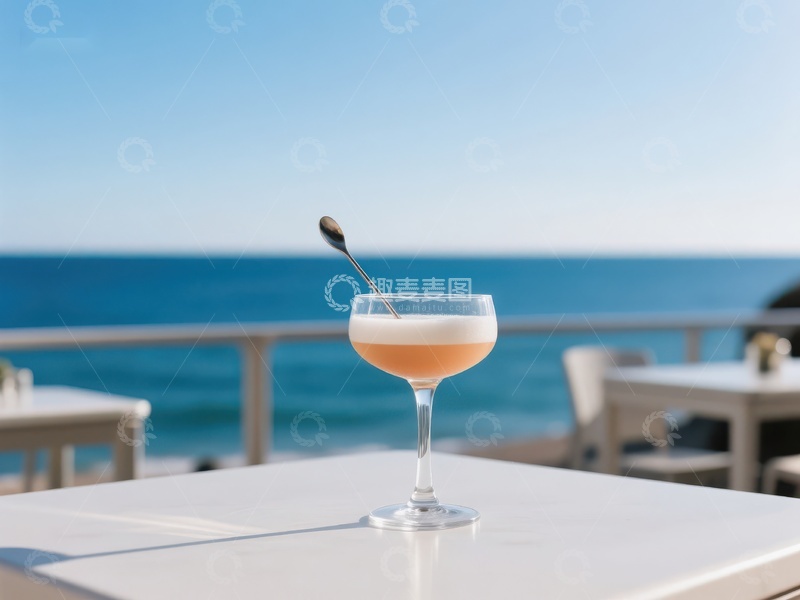 高清大图下载【趣麦麦图】海边露台上的鸡尾酒