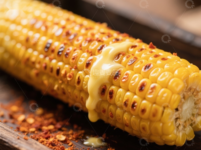 高清大图下载【趣麦麦图】烤玉米配黄油，撒辣椒粉