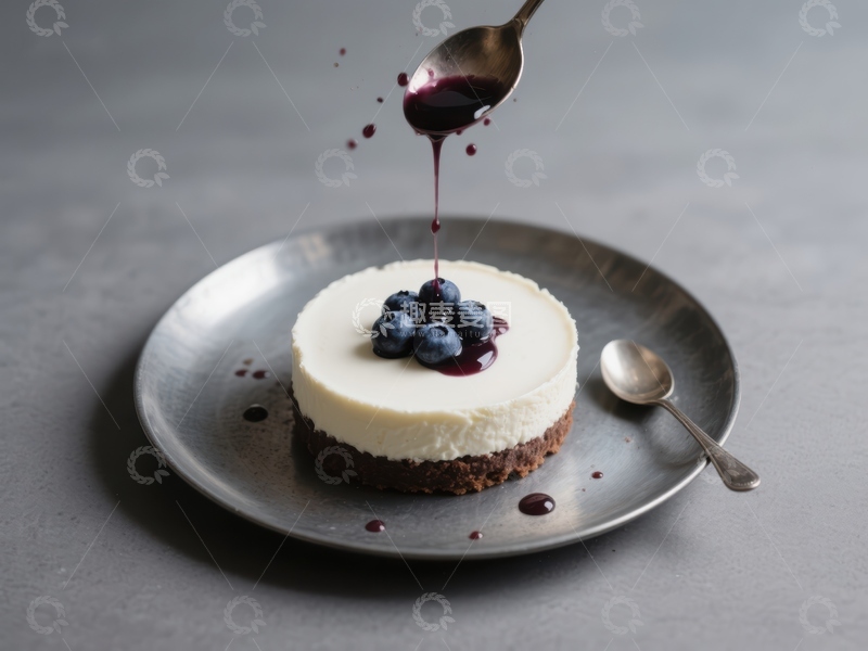高清大图下载【趣麦麦图】蓝莓酱淋芝士蛋糕