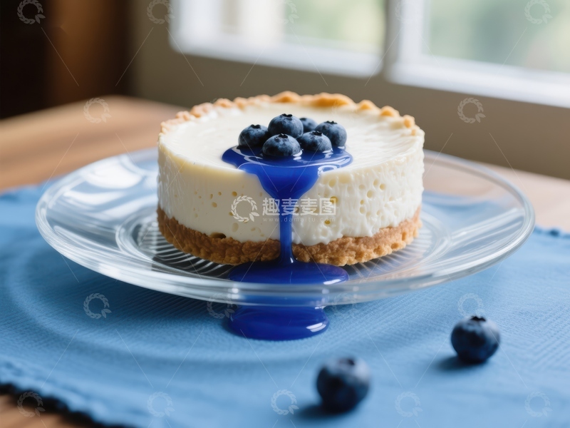 高清大图下载【趣麦麦图】蓝莓酱淋芝士蛋糕