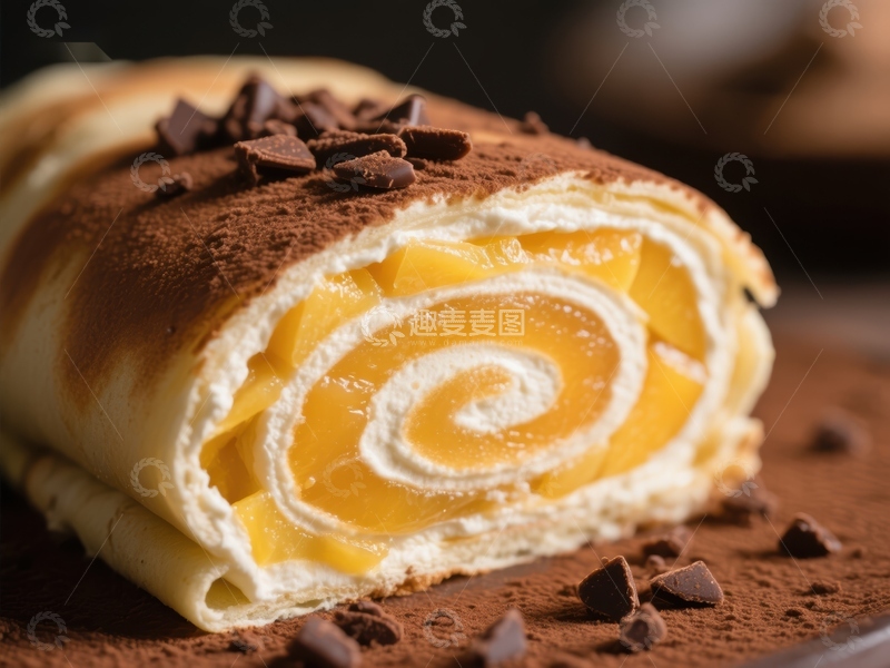 高清大图下载【趣麦麦图】芒果奶油蛋糕卷