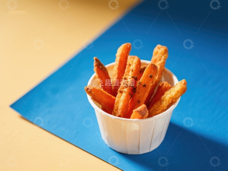 高清大图下载【趣麦麦图】金黄薯条盛于白色纸杯