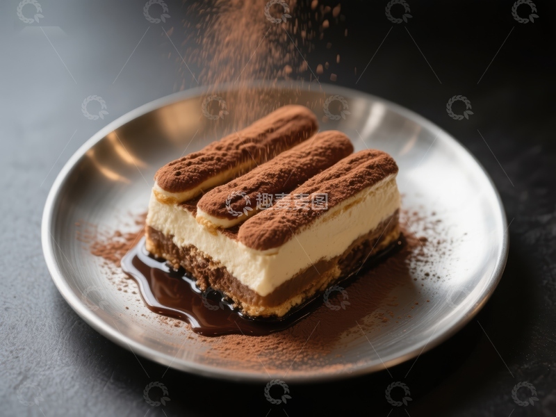 高清大图下载【趣麦麦图】经典提拉米苏甜点特写