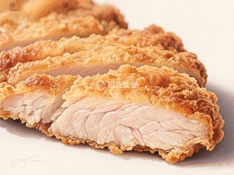 金黄酥脆的炸肉排切片