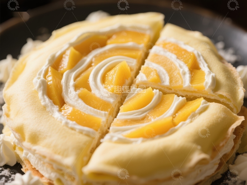 高清大图下载【趣麦麦图】芒果奶油蛋糕卷