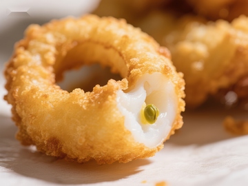 金黄酥脆的洋葱圈特写