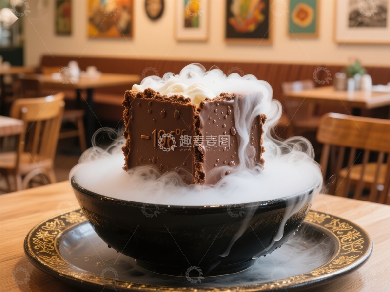 高清大图下载【趣麦麦图】干冰巧克力甜品，烟雾缭绕