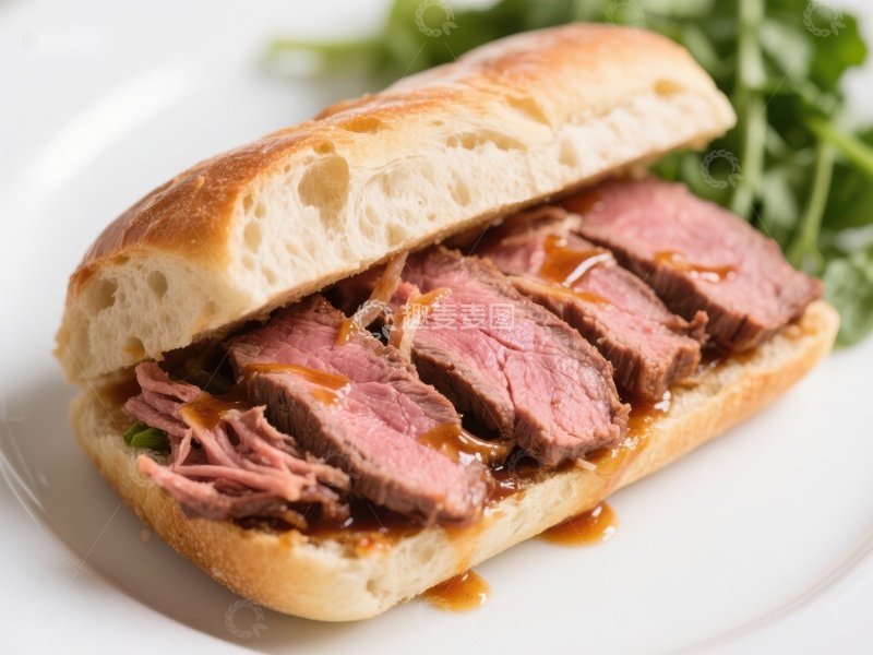 高清大图下载【趣麦麦图】美味牛肉三明治，搭配浓郁酱汁