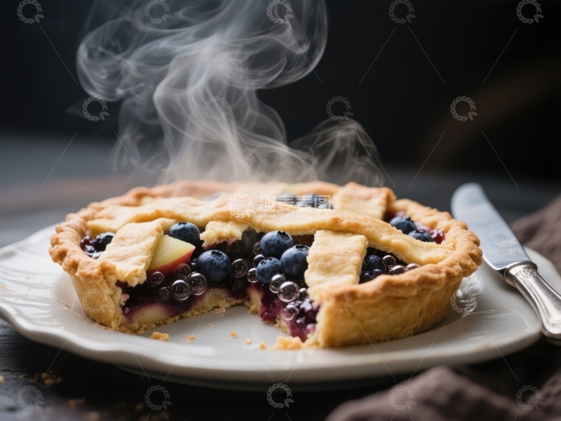 高清大图下载【趣麦麦图】热腾腾的蓝莓苹果派