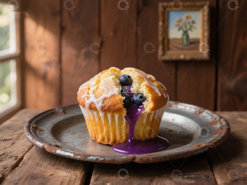 高清大图下载【趣麦麦图】蓝莓酱溢出的松饼
