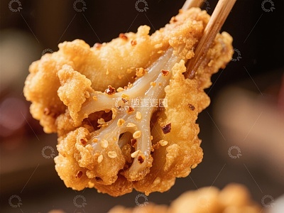 金黄酥脆的炸鱿鱼特写