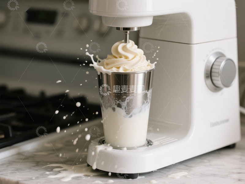 高清大图下载【趣麦麦图】搅拌机打发奶油，溅起奶花