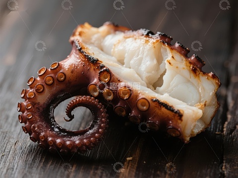 烤制章鱼触角特写