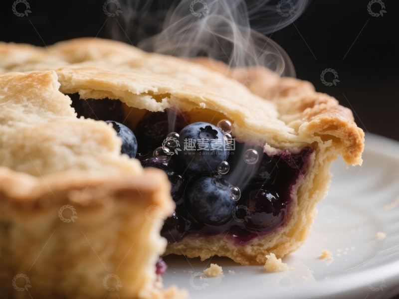 高清大图下载【趣麦麦图】热腾腾的蓝莓派特写
