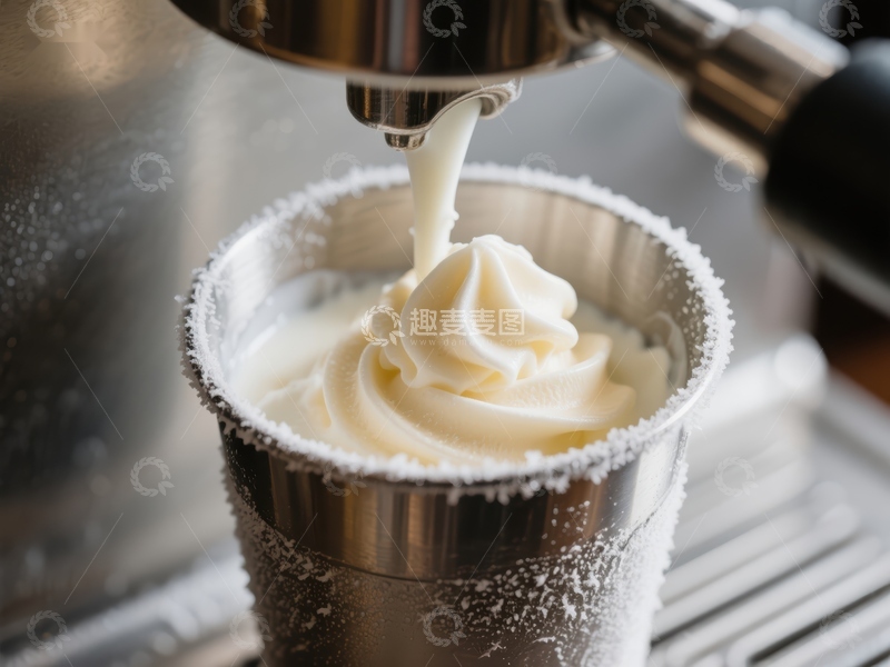高清大图下载【趣麦麦图】奶油注入金属杯的特写