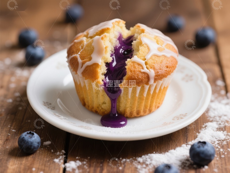 高清大图下载【趣麦麦图】蓝莓酱流出的松饼