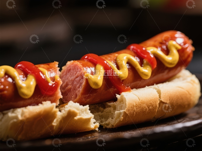 高清大图下载【趣麦麦图】热狗配番茄酱和芥末