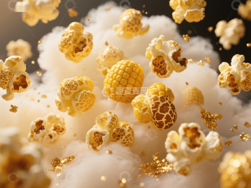 高清大图下载【趣麦麦图】爆米花与玉米粒的瞬间碰撞