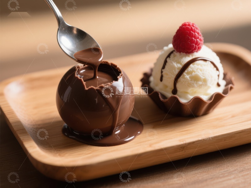 高清大图下载【趣麦麦图】巧克力球与冰淇淋甜品