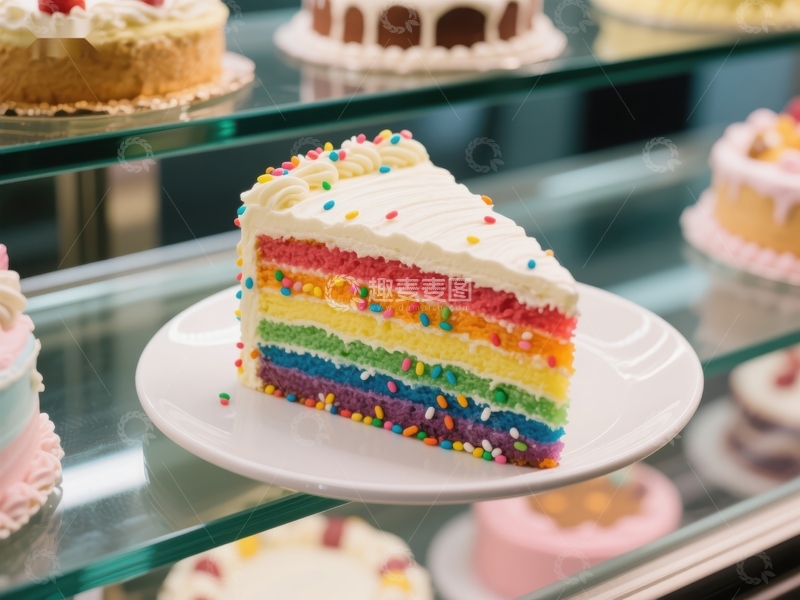 高清大图下载【趣麦麦图】彩虹蛋糕切片展示