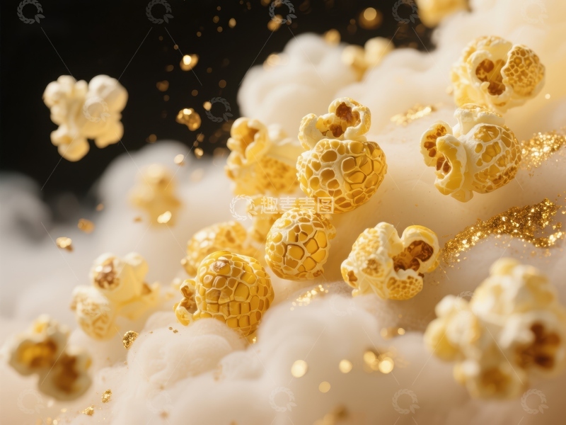 高清大图下载【趣麦麦图】金色爆米花在烟雾中飘散