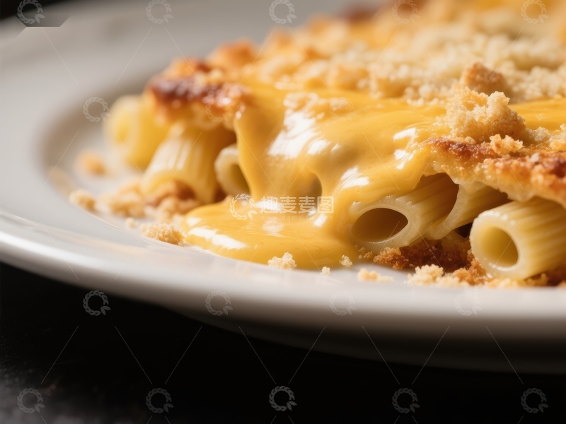 高清大图下载【趣麦麦图】奶油芝士意面，金黄酥脆面包屑