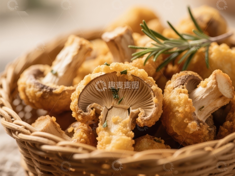 高清大图下载【趣麦麦图】金黄酥脆的炸蘑菇
