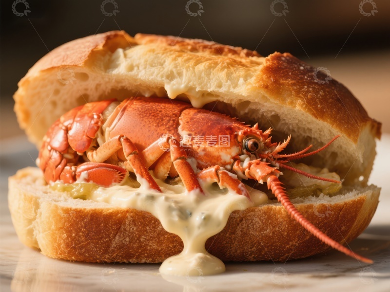 高清大图下载【趣麦麦图】鲜美龙虾三明治特写