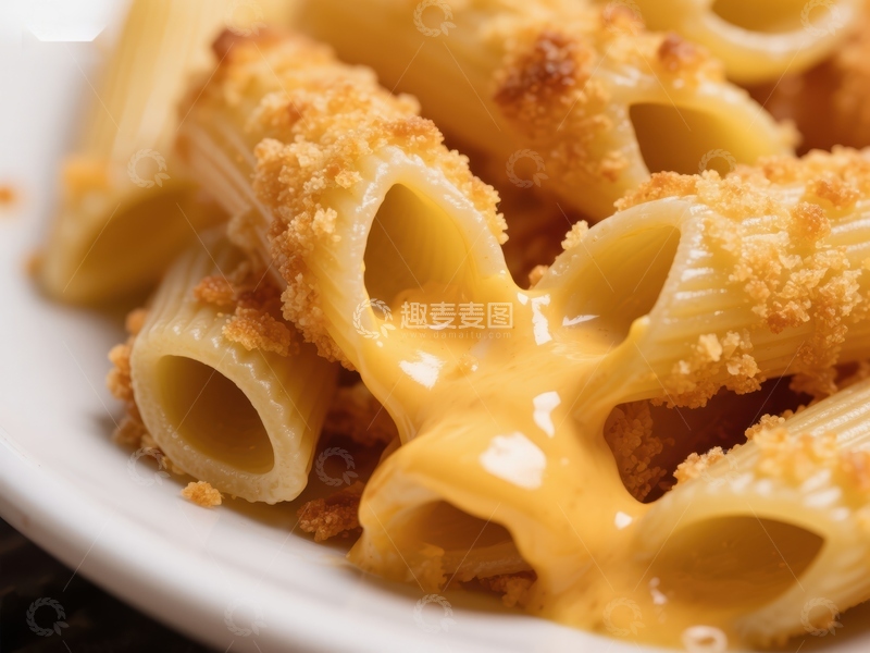高清大图下载【趣麦麦图】奶油芝士意面，金黄面包屑点缀