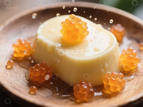 奶冻配鱼子酱，精致甜点