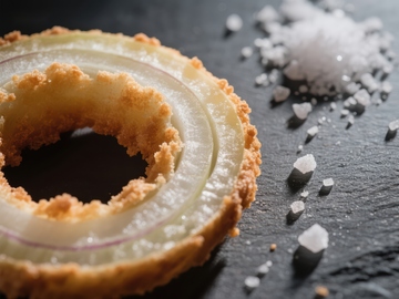 酥脆洋葱圈与粗盐