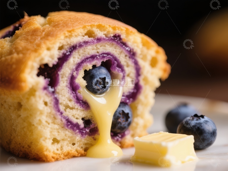 高清大图下载【趣麦麦图】蓝莓蛋糕卷配奶油酱