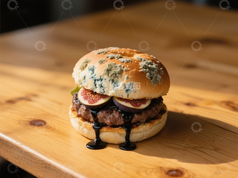 高清大图下载【趣麦麦图】蓝纹奶酪牛肉汉堡