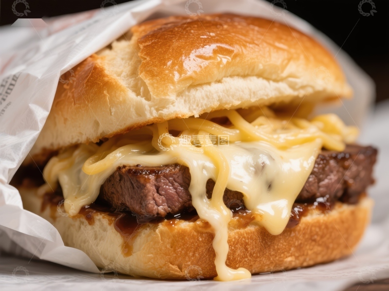 高清大图下载【趣麦麦图】芝士牛肉汉堡特写