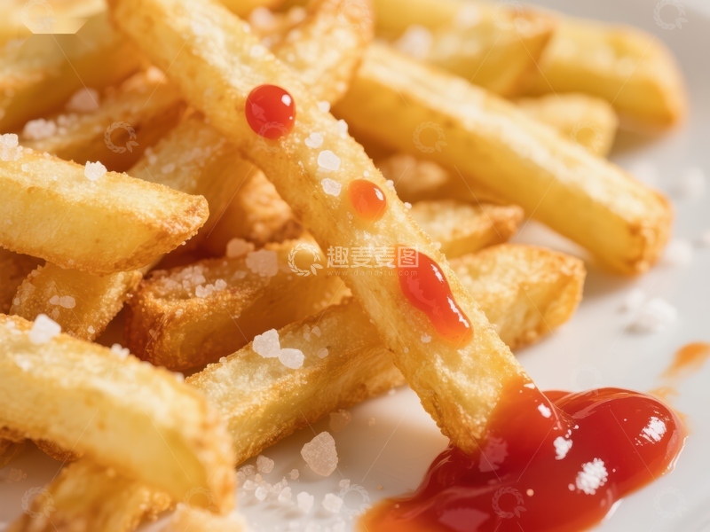高清大图下载【趣麦麦图】金黄薯条配番茄酱