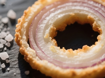 金黄酥脆的洋葱圈特写