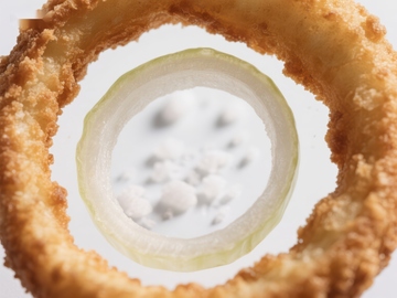 洋葱圈与生洋葱的对比特写