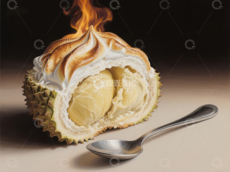 高清大图下载【趣麦麦图】火焰烘焙榴莲甜品