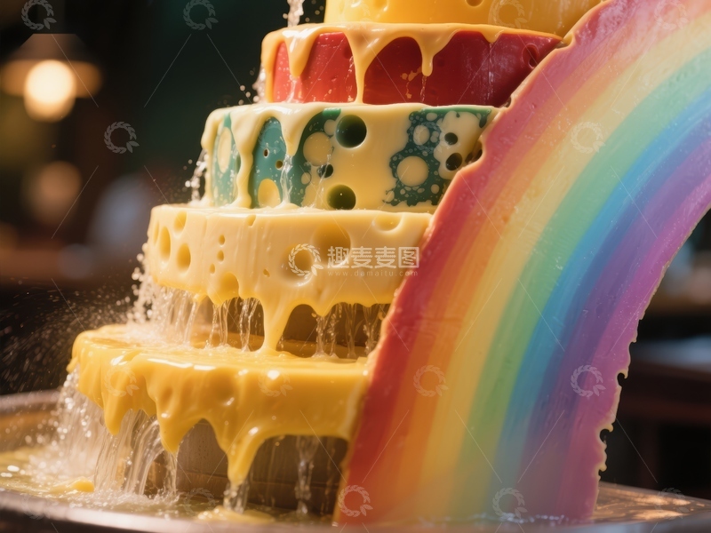 高清大图下载【趣麦麦图】彩虹与奶酪塔的奇幻组合