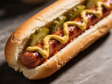 热狗配芥末和泡菜