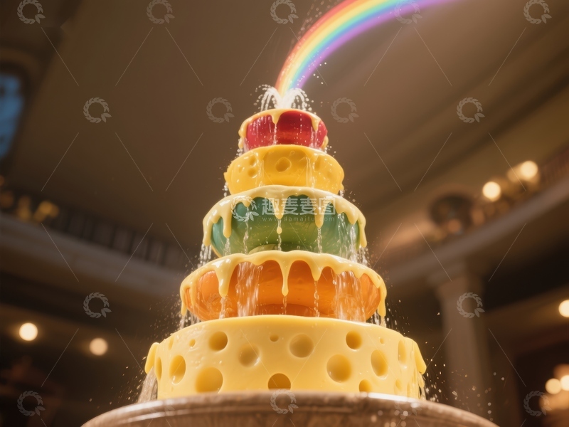 高清大图下载【趣麦麦图】色彩斑斓的奶酪喷泉