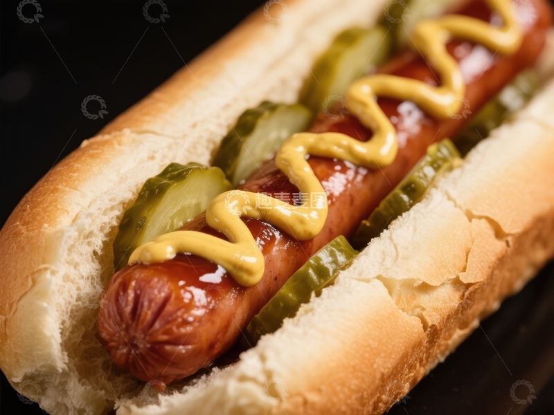 高清大图下载【趣麦麦图】经典热狗配泡菜和芥末