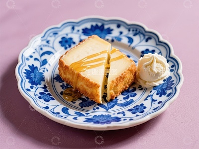 焦糖奶酪蛋糕配冰淇淋