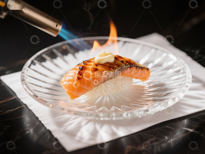 高清大图下载【趣麦麦图】火焰炙烤三文鱼寿司