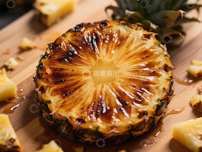 高清大图下载【趣麦麦图】烤制菠萝切片特写