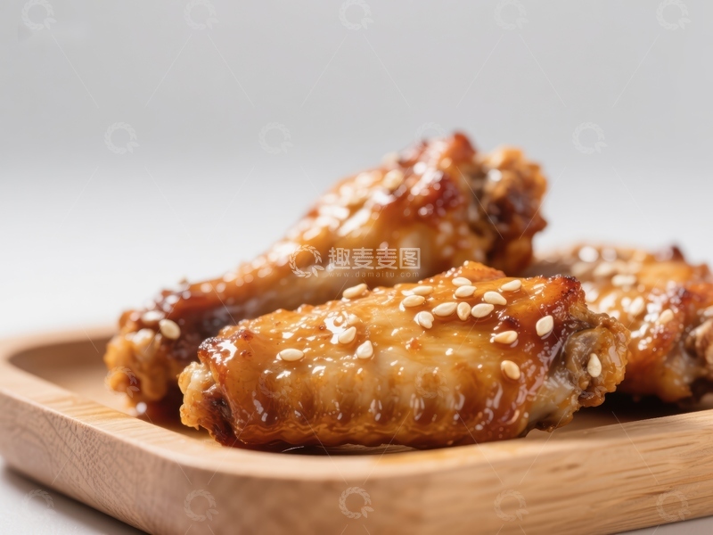 高清大图下载【趣麦麦图】蜜汁烤鸡翅，撒满芝麻
