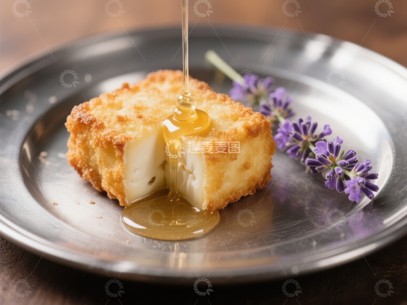 高清大图下载【趣麦麦图】蜂蜜淋洒在炸制奶酪上