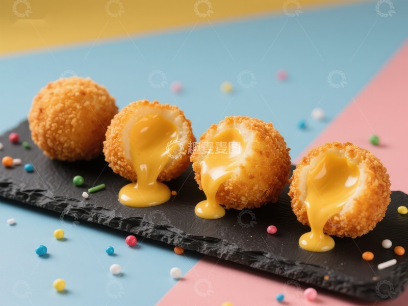 高清大图下载【趣麦麦图】金黄酥脆球，内含浓郁芝士酱
