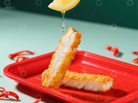 柠檬汁滴落炸鱼块